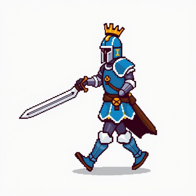 Create walking sprites for a medieval knight character in pixel art style