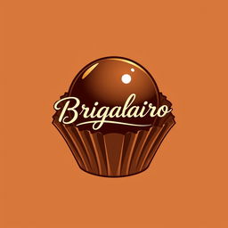 A logo design for a Brigadeiro business, featuring an elegant, stylized illustration of a Brigadeiro chocolate ball with a glossy finish, sitting inside a decorative cupcake liner