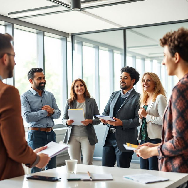 A diverse group of adults engaging in an assertive communication workshop