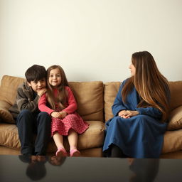 A boy sits with the girl next door on the first couch