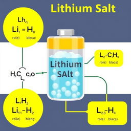 Illustration of lithium salt used as an electrolyte