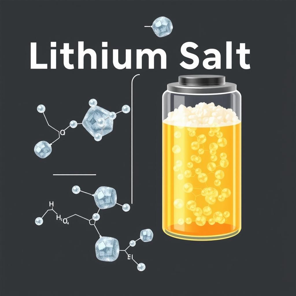 Illustration of lithium salt used as an electrolyte