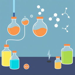 Illustration of simple electrolytes for electric cars, focusing on basic chemical compositions like sodium or potassium-based electrolytes