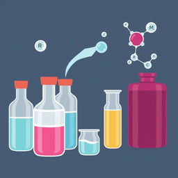 Illustration of simple electrolytes for electric cars, focusing on basic chemical compositions like sodium or potassium-based electrolytes