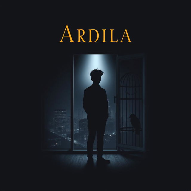 Book cover design for *Arbila*, featuring a dark background with a blend of black, gray, and deep blue colors to convey loneliness and alienation