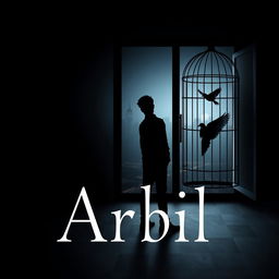 Book cover design for *Arbila*, featuring a dark background with a blend of black, gray, and deep blue colors to convey loneliness and alienation