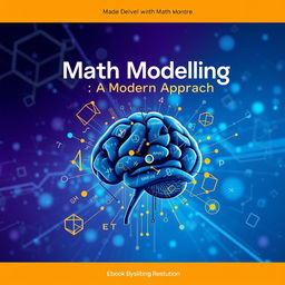 Illustrated cover of an eBook on math modeling featuring intricate geometrical shapes and equations floating in a digital space