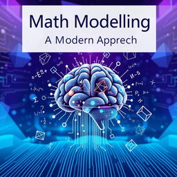 Illustrated cover of an eBook on math modeling featuring intricate geometrical shapes and equations floating in a digital space