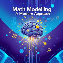 Illustrated cover of an eBook on math modeling featuring intricate geometrical shapes and equations floating in a digital space