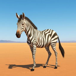 Create an illustration of a hybrid animal combining features of a Barbary horse and a zebra