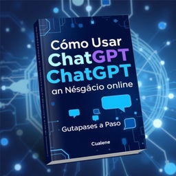 Create a book cover design featuring the title "Cómo Usar ChatGPT para un Negocio Online: Guía Paso a Paso" prominently displayed in bold, modern typography