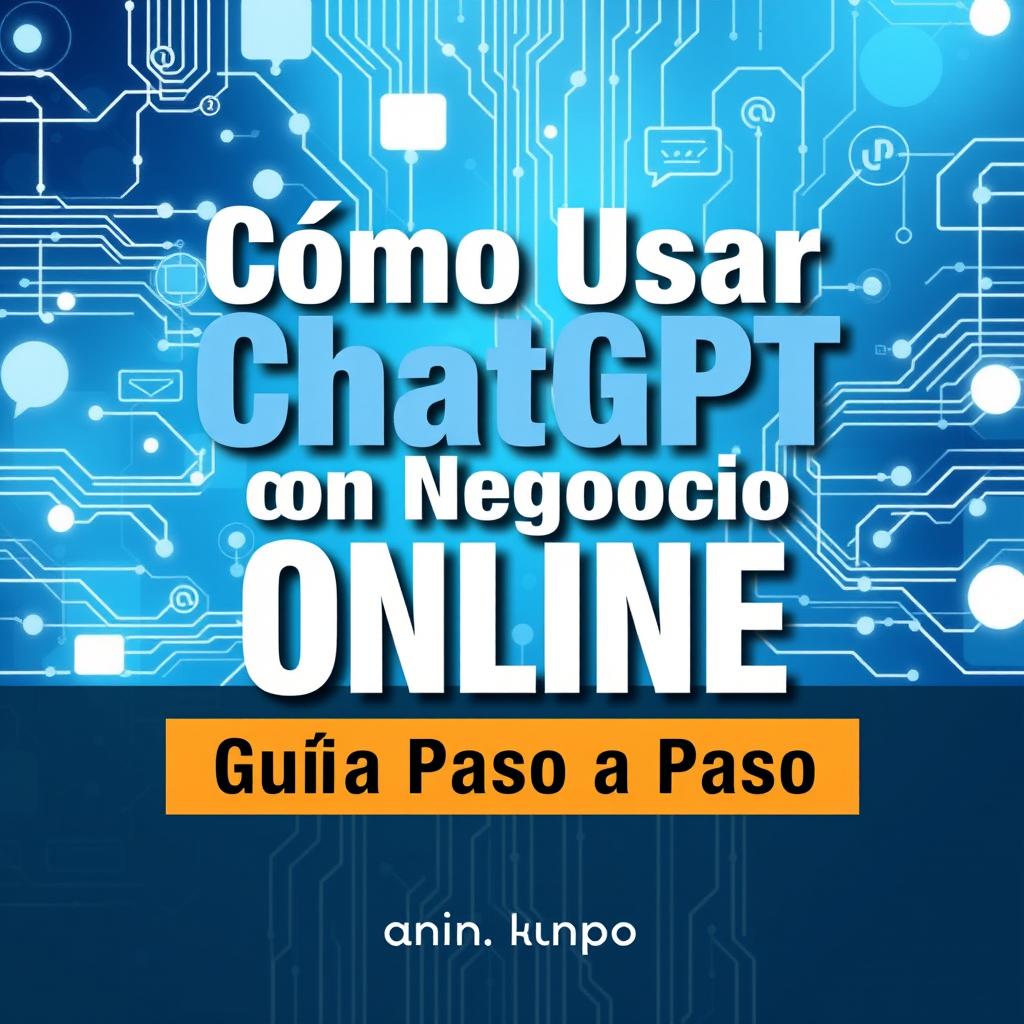 Create a book cover design featuring the title "Cómo Usar ChatGPT para un Negocio Online: Guía Paso a Paso" prominently displayed in bold, modern typography