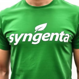 A vibrant green Syngenta t-shirt, prominently displaying the Syngenta logo on the chest area