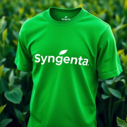 A vibrant green Syngenta t-shirt, prominently displaying the Syngenta logo on the chest area