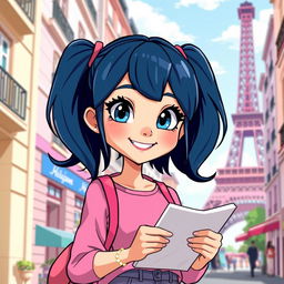 A detailed illustration of Marinette Dupain-Cheng from the Miraculous cartoon