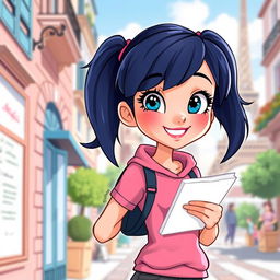 A detailed illustration of Marinette Dupain-Cheng from the Miraculous cartoon