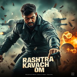 A dynamic and gripping artwork inspired by the 2022 Indian action thriller film "Rashtra Kavach Om"