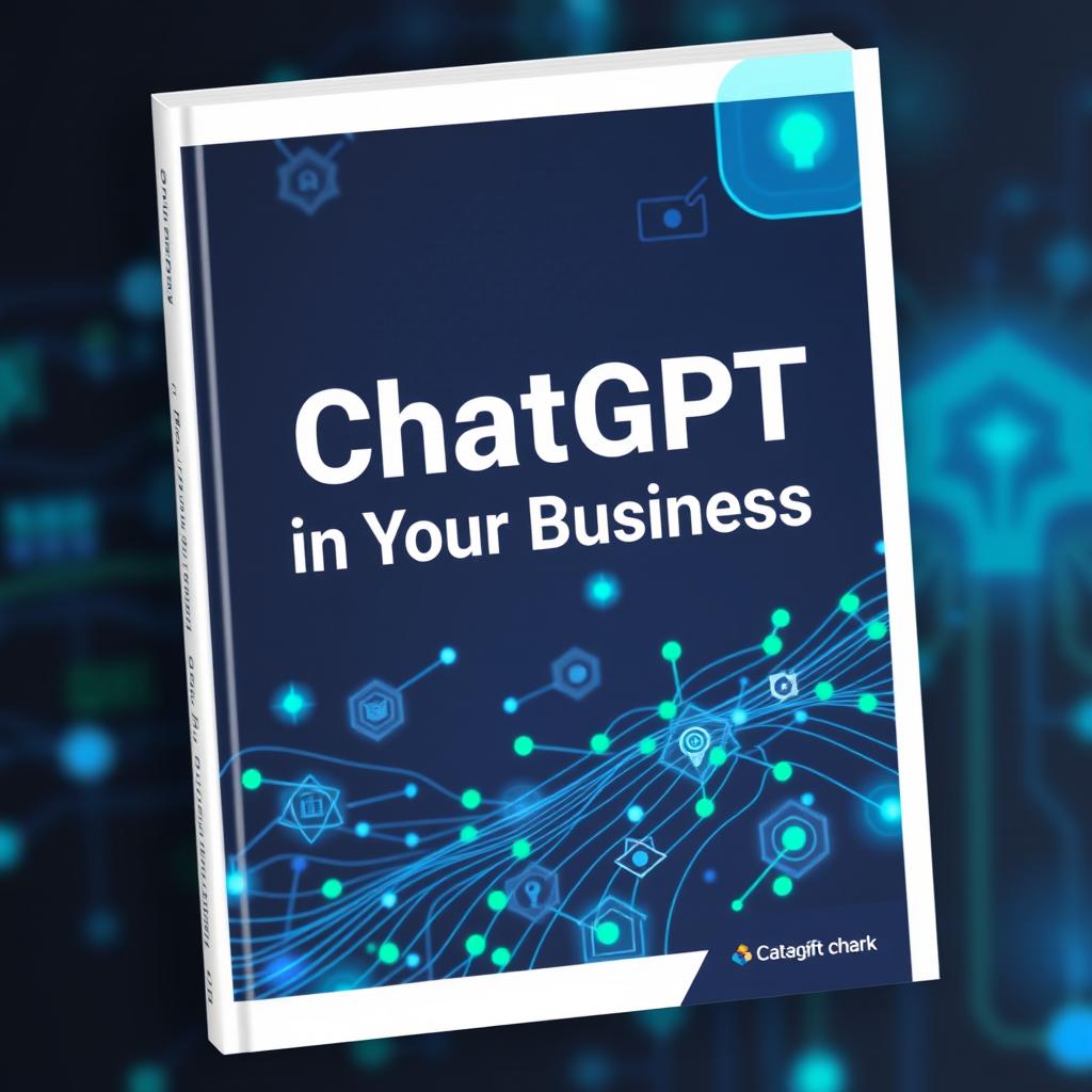 A book cover design featuring the integration of ChatGPT into a business