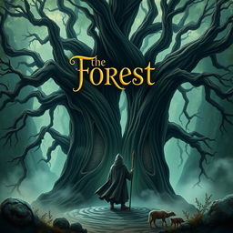 A captivating book cover design for a novel, featuring an enchanting mystical forest