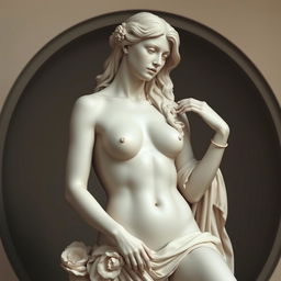 a stunning representation of feminine beauty, tastefully portrayed through elegant forms and graceful lines, capturing the essence of artful nudity in a classical style, evoking the timeless beauty seen in renowned art and sculptures