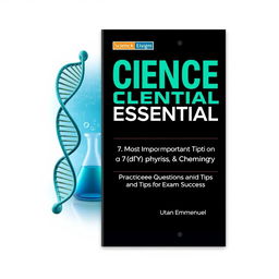 An A4-sized ebook cover design for a science book titled "SCIENCE ESSENTIAL"