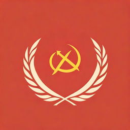 The emblem of the Soviet Union (USSR) prominently featuring a golden hammer and sickle on top of a globe, inside a red wheat wreath on a red background