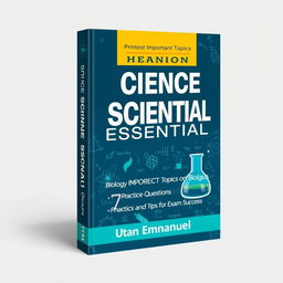 An A4-sized ebook cover design for a science book titled "SCIENCE ESSENTIAL"