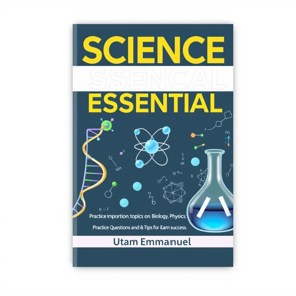 An A4-sized ebook cover design for a science book titled "SCIENCE ESSENTIAL"