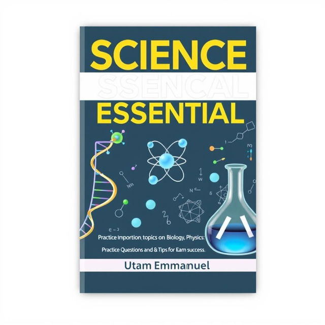 An A4-sized ebook cover design for a science book titled "SCIENCE ESSENTIAL"