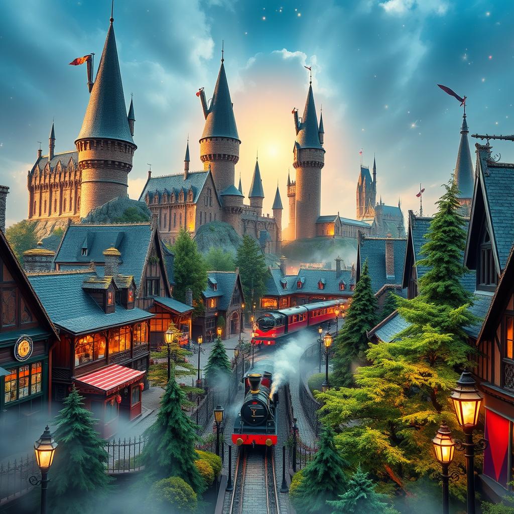 A vibrant and magical theme park inspired by the Harry Potter universe