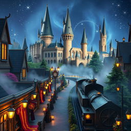 A vibrant and magical theme park inspired by the Harry Potter universe