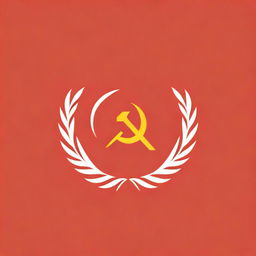 The emblem of the Soviet Union (USSR) prominently featuring a golden hammer and sickle on top of a globe, inside a red wheat wreath on a red background