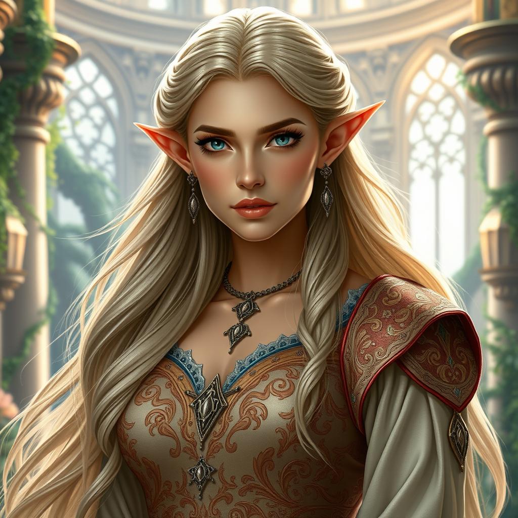 A beautiful and graceful half-elven woman of noble heritage