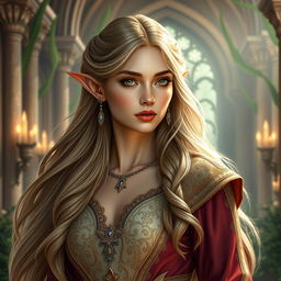 A beautiful and graceful half-elven woman of noble heritage