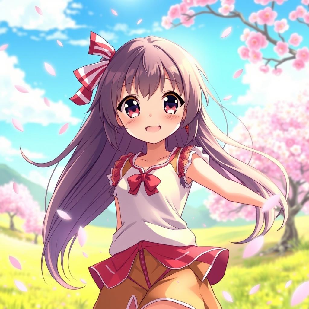 An anime girl with flowing hair, large expressive eyes, and a vibrant outfit