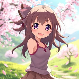 An anime girl with flowing hair, large expressive eyes, and a vibrant outfit