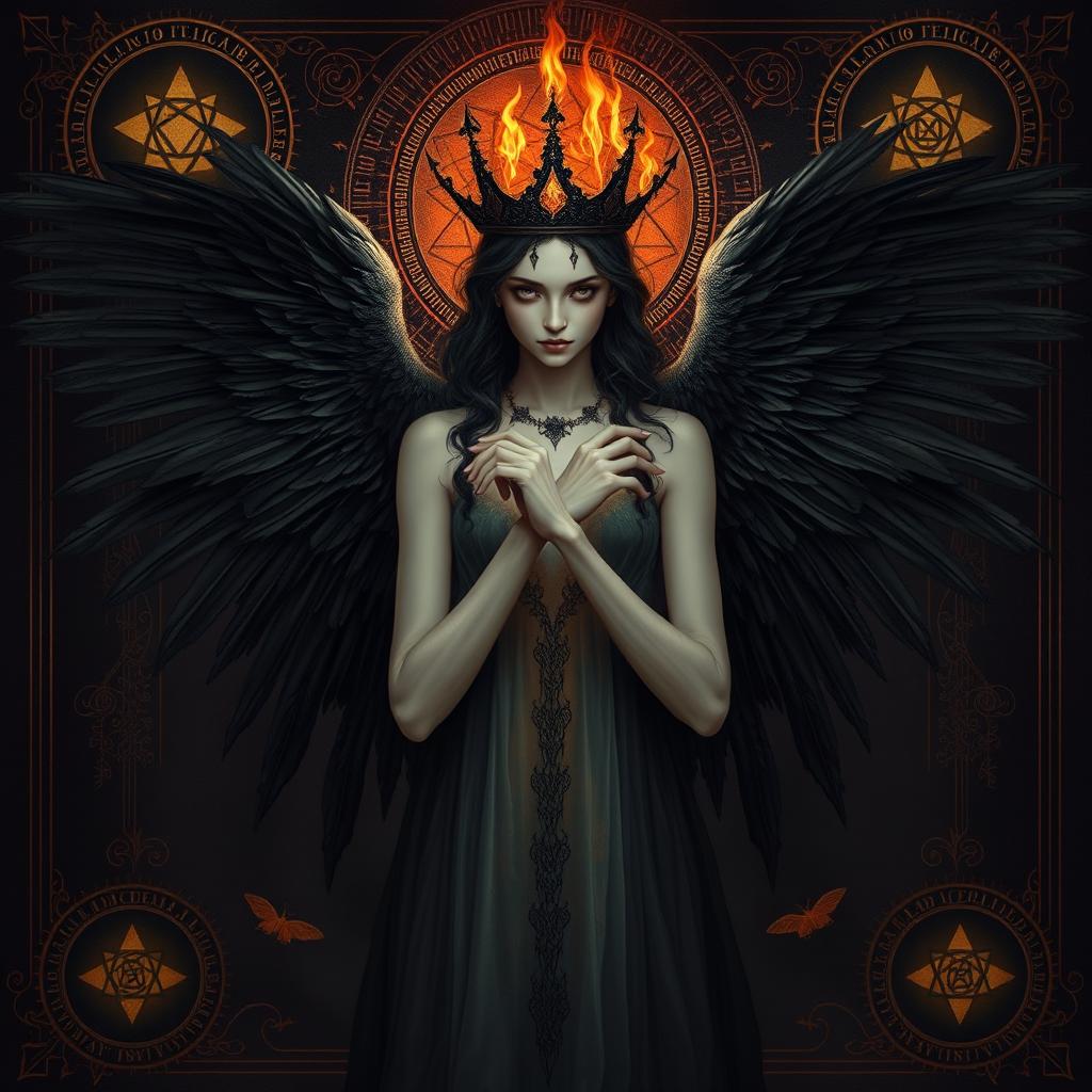 A captivating and intense illustration capturing the essence of Luciferian imagery