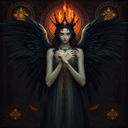 A captivating and intense illustration capturing the essence of Luciferian imagery