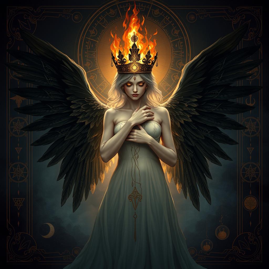 A captivating and intense illustration capturing the essence of Luciferian imagery