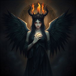 A captivating and intense illustration capturing the essence of Luciferian imagery