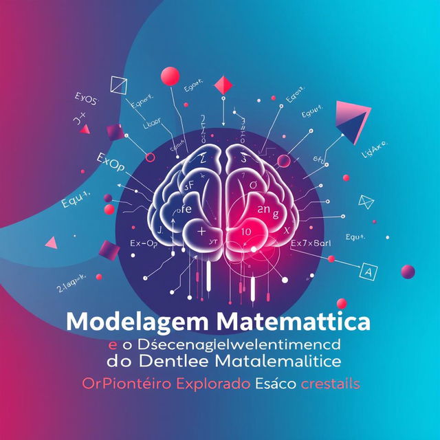 Capa ilustrada de um eBook com o título "Modelagem Matemática e o Desenvolvimento do Pensamento Matemático: O Norte Pioneiro Explorado Extramatematicamente", apresentando formas geométricas intrincadas e equações flutuando em um espaço digital