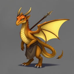 A dragon humanoid without a tail or wings, featuring topaz-colored scales