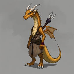 A dragon humanoid without a tail or wings, featuring topaz-colored scales