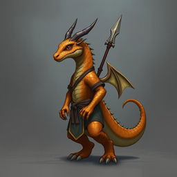 A dragon humanoid without a tail or wings, featuring topaz-colored scales