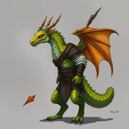 A dragon humanoid without a tail or wings, featuring topaz-colored scales