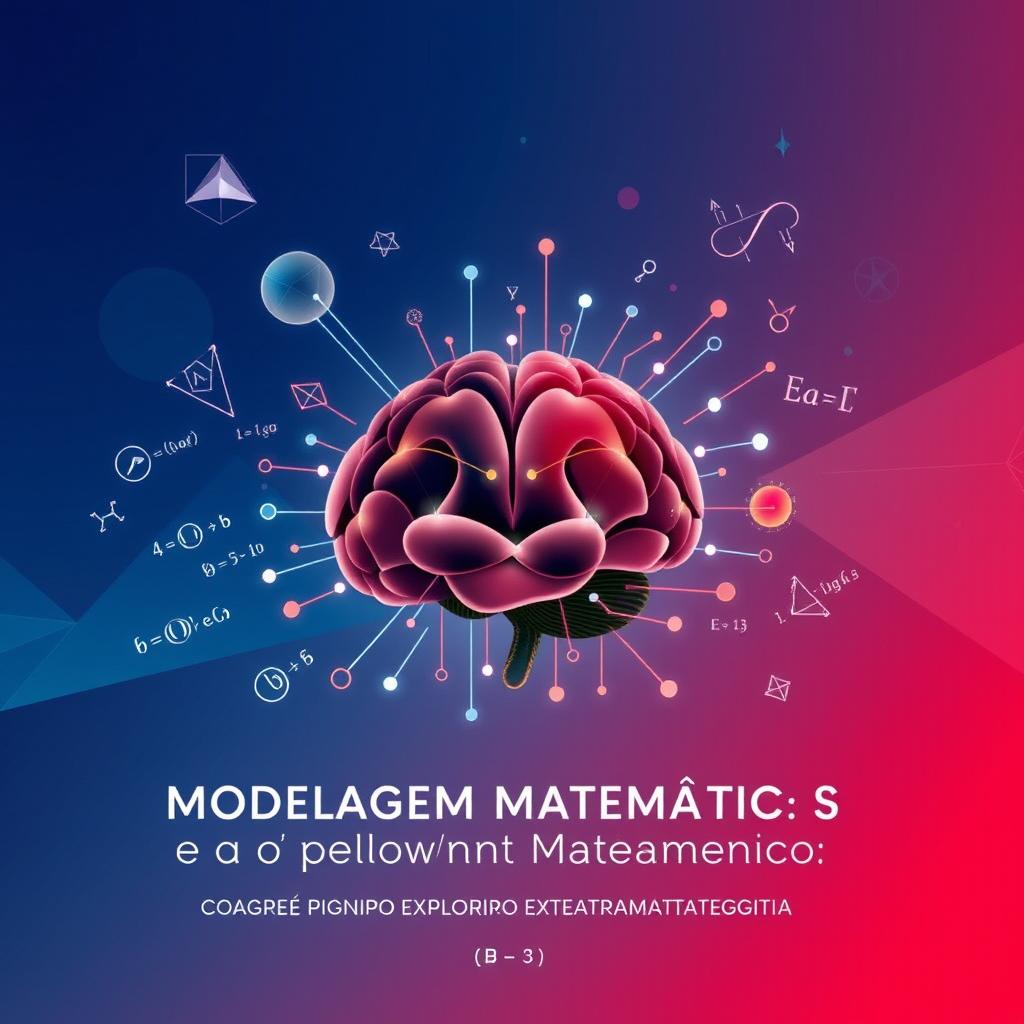 Capa ilustrada de um eBook com o título "Modelagem Matemática e o Desenvolvimento do Pensamento Matemático: O Norte Pioneiro Explorado Extramatematicamente", apresentando formas geométricas intrincadas e equações flutuando em um espaço digital