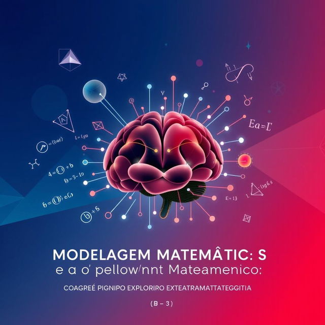 Capa ilustrada de um eBook com o título "Modelagem Matemática e o Desenvolvimento do Pensamento Matemático: O Norte Pioneiro Explorado Extramatematicamente", apresentando formas geométricas intrincadas e equações flutuando em um espaço digital