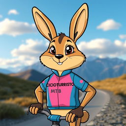 A charming and playful depiction of a Patagonian mara as the mascot for a cycling group