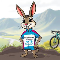 A charming and playful depiction of a Patagonian mara as the mascot for a cycling group