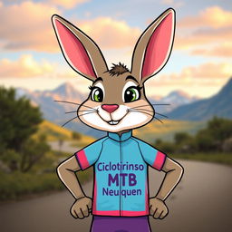 A charming and playful depiction of a Patagonian mara as the mascot for a cycling group